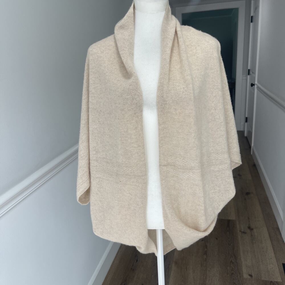 ALASHAN 100% Cashmere Wrap Light Beige Poncho Cream Light Weight One Size